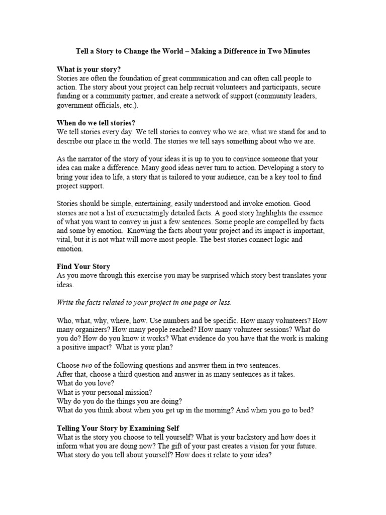 Tell A Story To Change The World | PDF