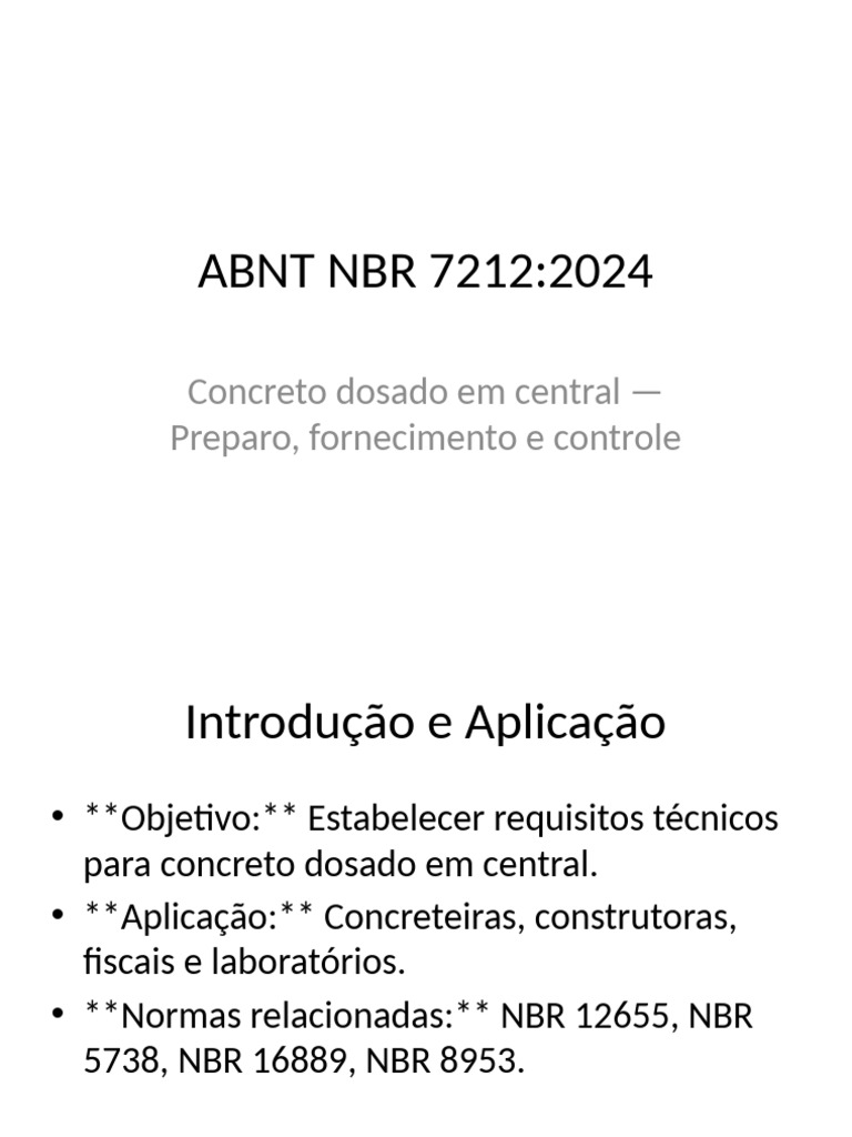 NBR 7212:2024 - Concreto dosado em central | PDF
