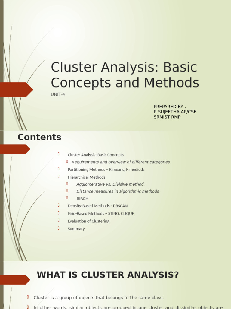 Cluster Analysis Methods and Concepts | PDF | Cluster Analysis | Data ...