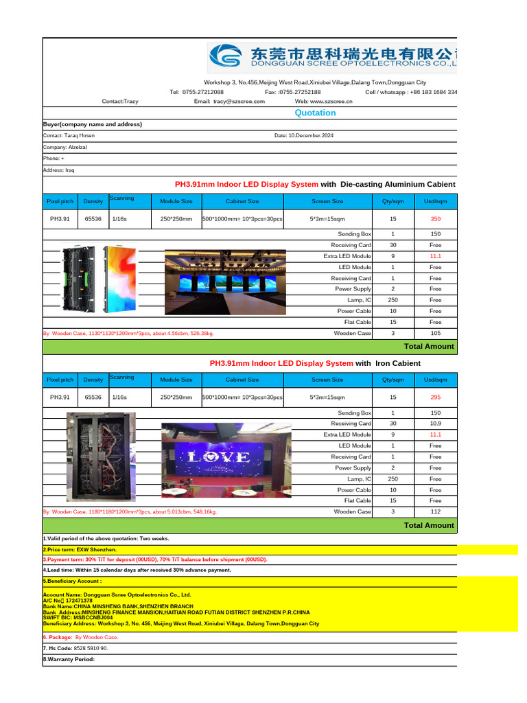 PH3.91mm Indoor LED Display Quotation | PDF