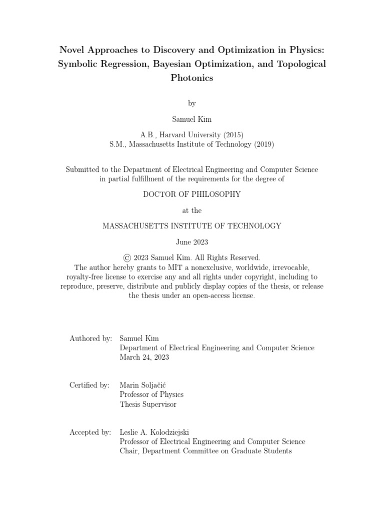 Novel Approaches To Discovery and Optimization in Physics Symbolic ...