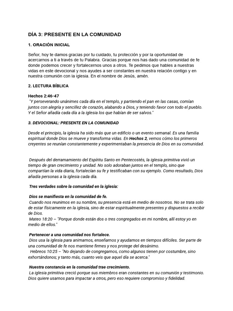 La Importancia de la Comunidad en la Fe | PDF | Iglesia cristiana ...