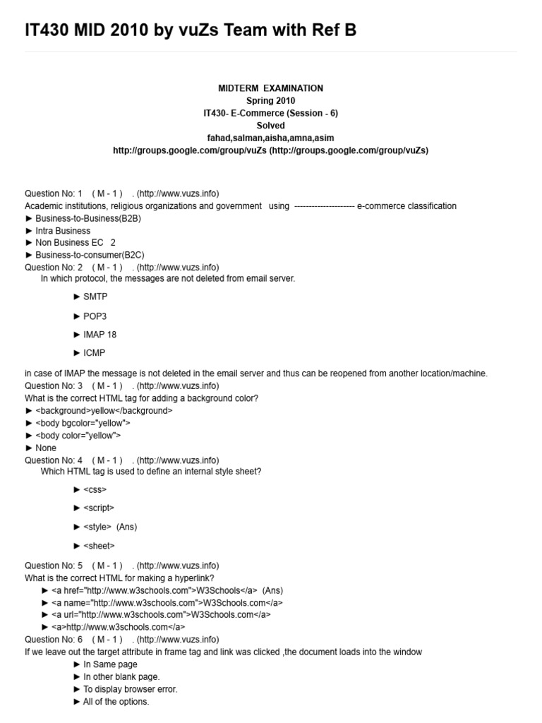 IT430 MID 2010 by VuZs Team With Ref B | PDF | Network Service | Internet