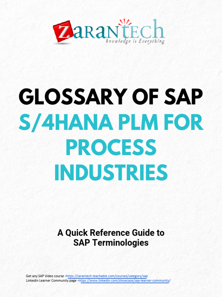 Glossary of SAP S - 4HANA PLM For Process Industries | PDF | Product ...