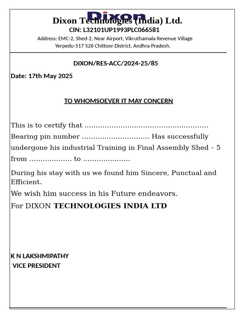 Training Certificate | PDF