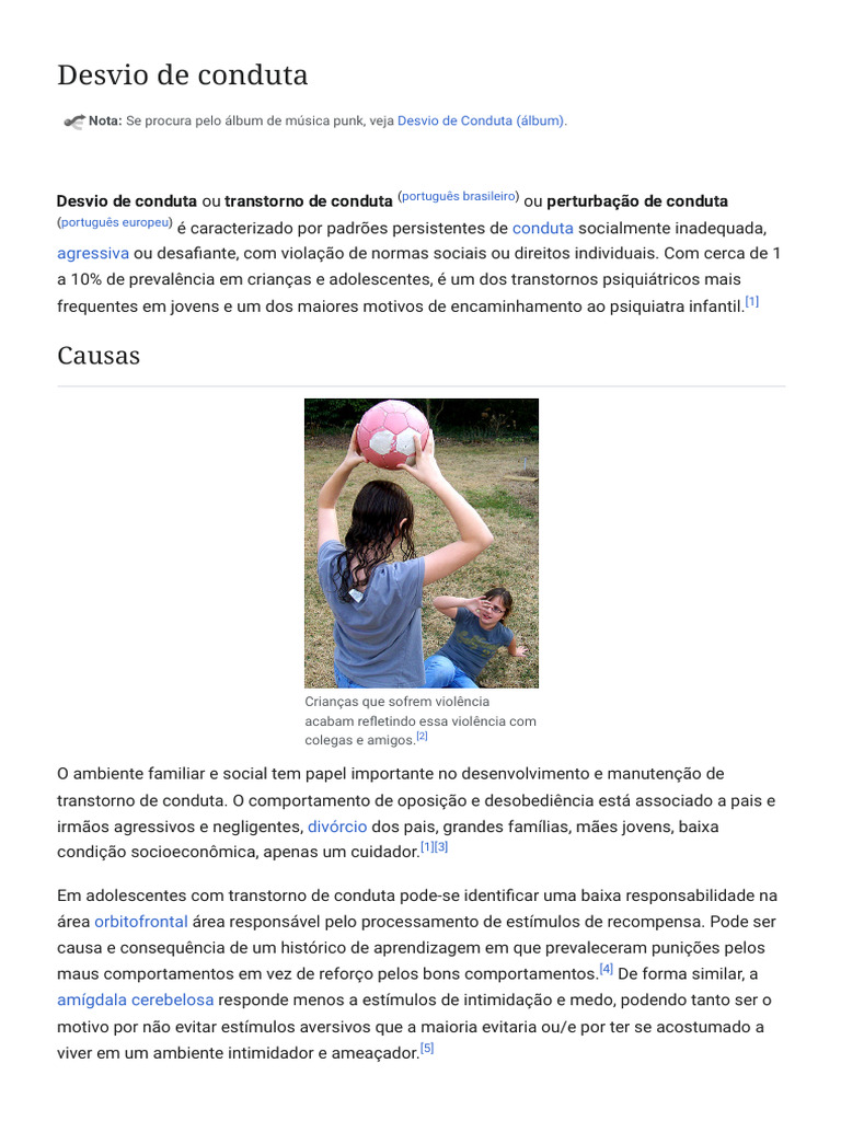 Desvio de Conduta - Wikipédia, A Enciclopédia Livre | PDF | Psicologia ...