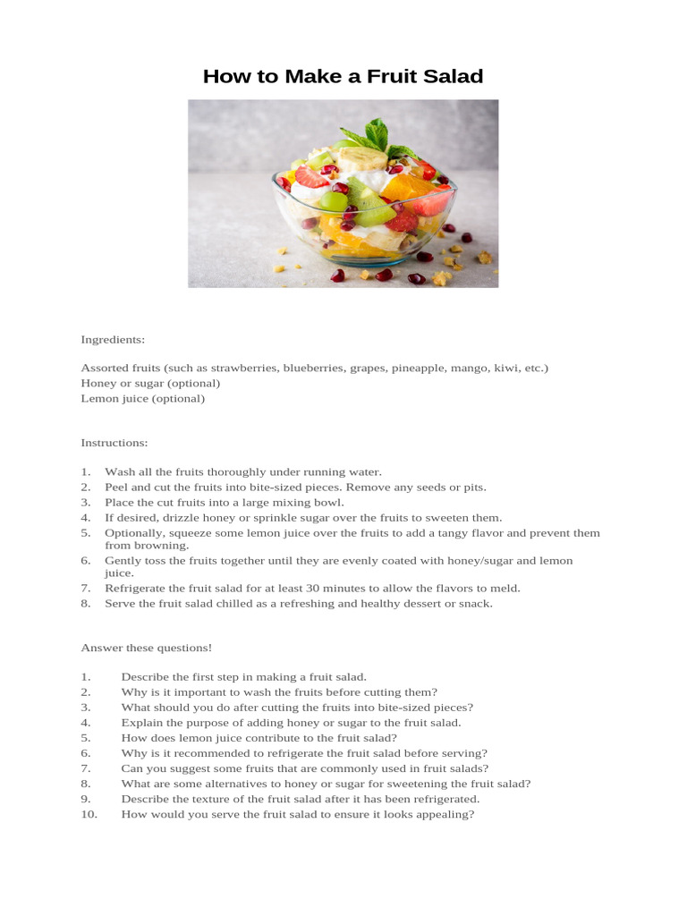 Easy Fruit Salad Recipe Guide | PDF
