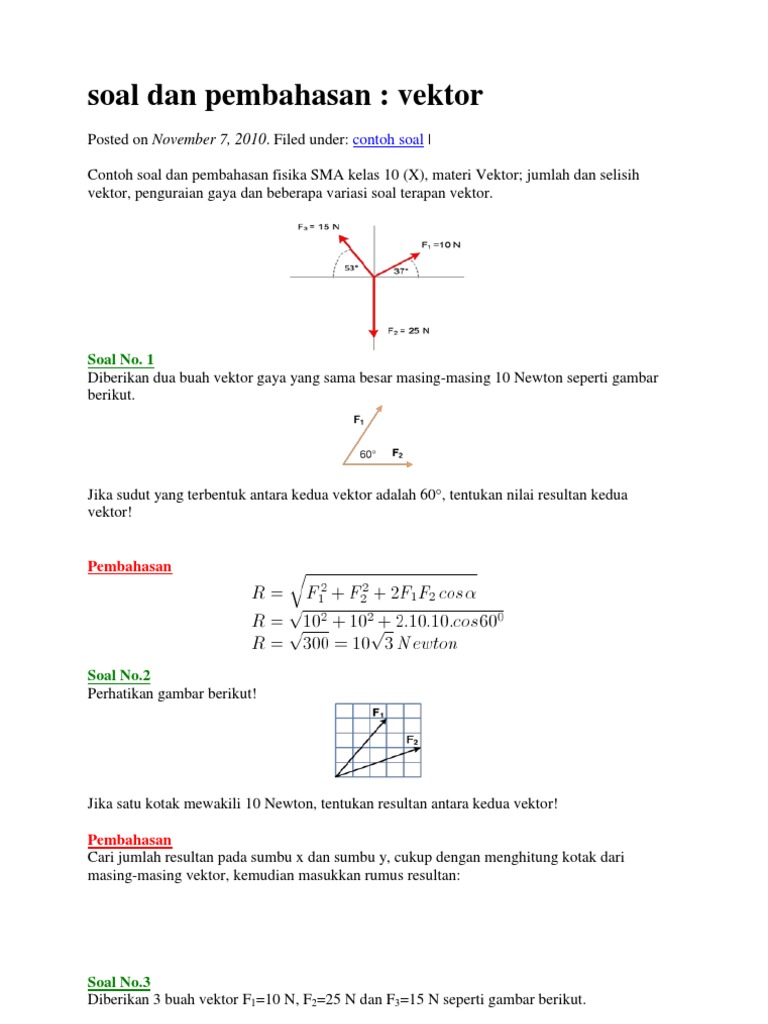 Contoh Soal Vektor Matematika Peminatan Kelas 10 Dan Pembahasannya