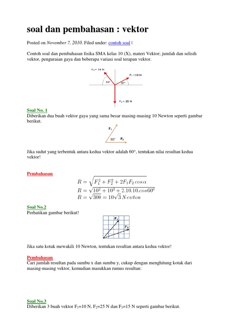 Kumpulan Soal Dan Jawaban Fisika Vektor Jawabanku Id