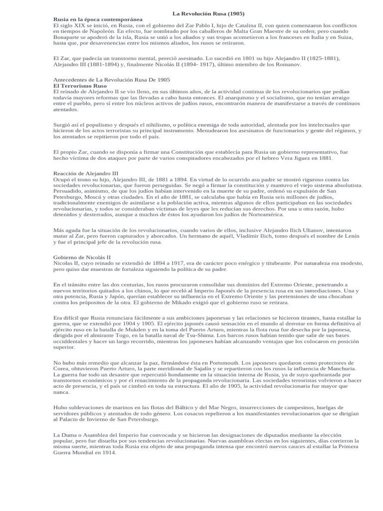 Actividades sobre la Revolución Rusa 1917 | PDF | Imperio ruso ...