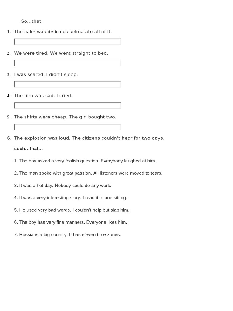 So...That and Such...That Exercises | PDF