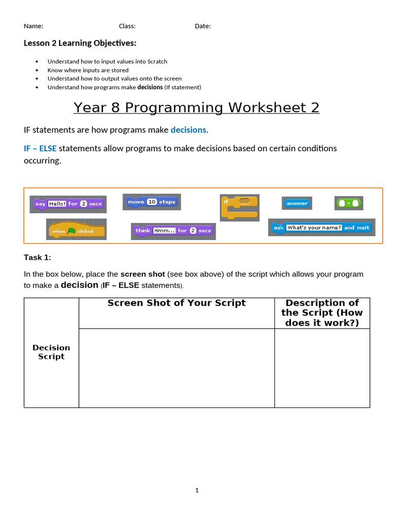 Year 8 Scratch Programming Guide | PDF