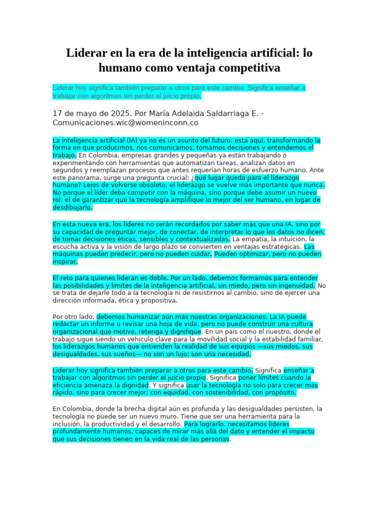 Liderazgo humano en la era de IA | PDF | Inteligencia artificial ...