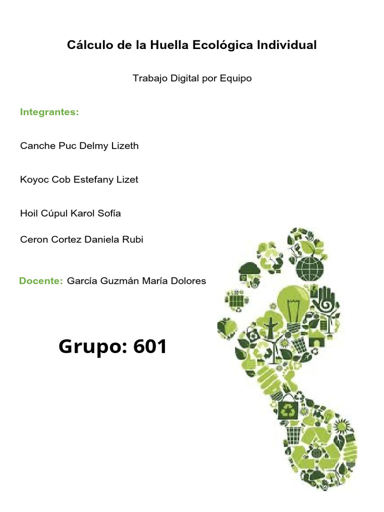 Cálculo de la Huella Ecológica Individual | PDF | Sustentabilidad ...