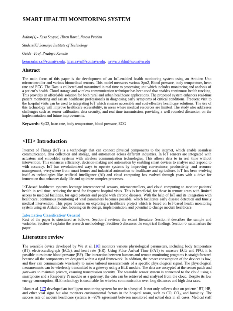 IoT-Based Health Monitoring System | PDF | Monitoring (Medicine ...