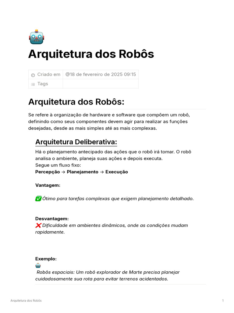 Arquitetura Dos Robs | PDF | Robô | Robótica