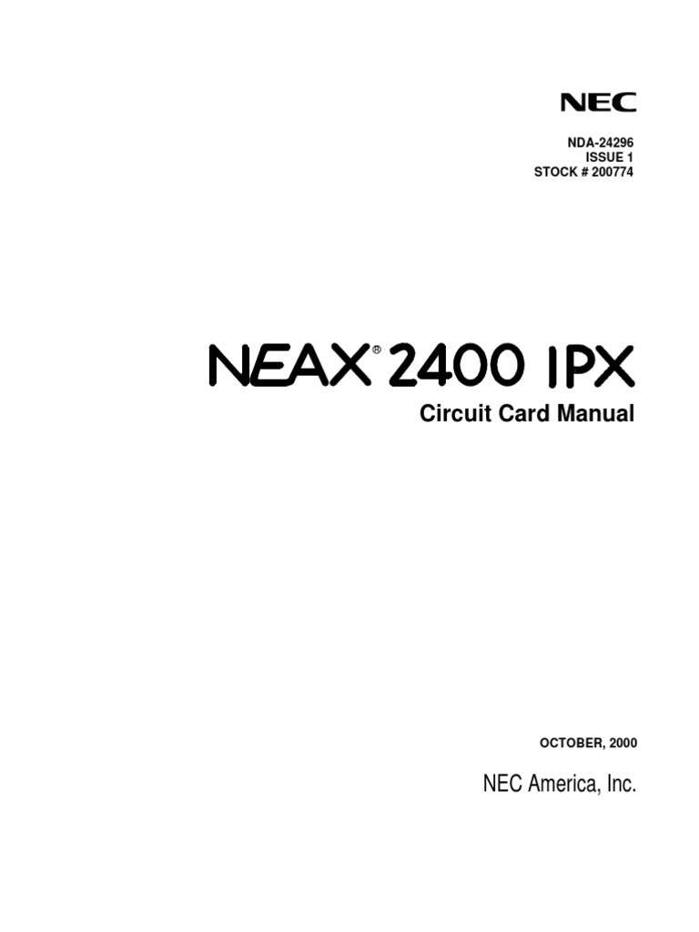 NEC IPX Circuit Card Manual Issue 1 | PDF | Electrical Connector ...