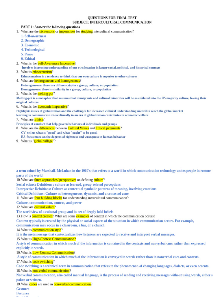 Intercultural Communication Insights | PDF | Nonverbal Communication ...