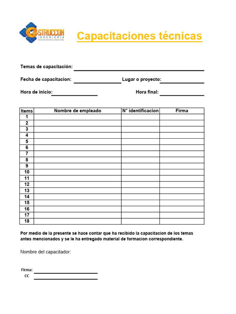 Formato de Capacitacion | PDF