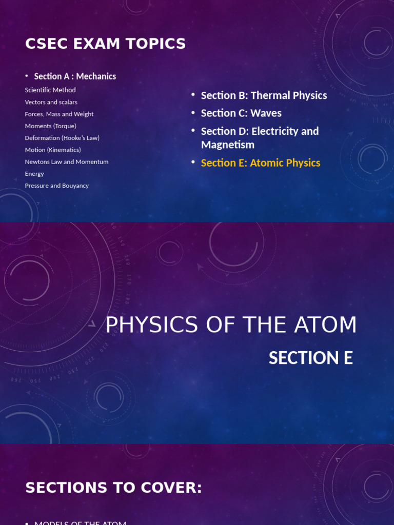 CSEC PHYSICS LESSON - PHYSICS OF THE ATOM - POWER POINT | PDF ...