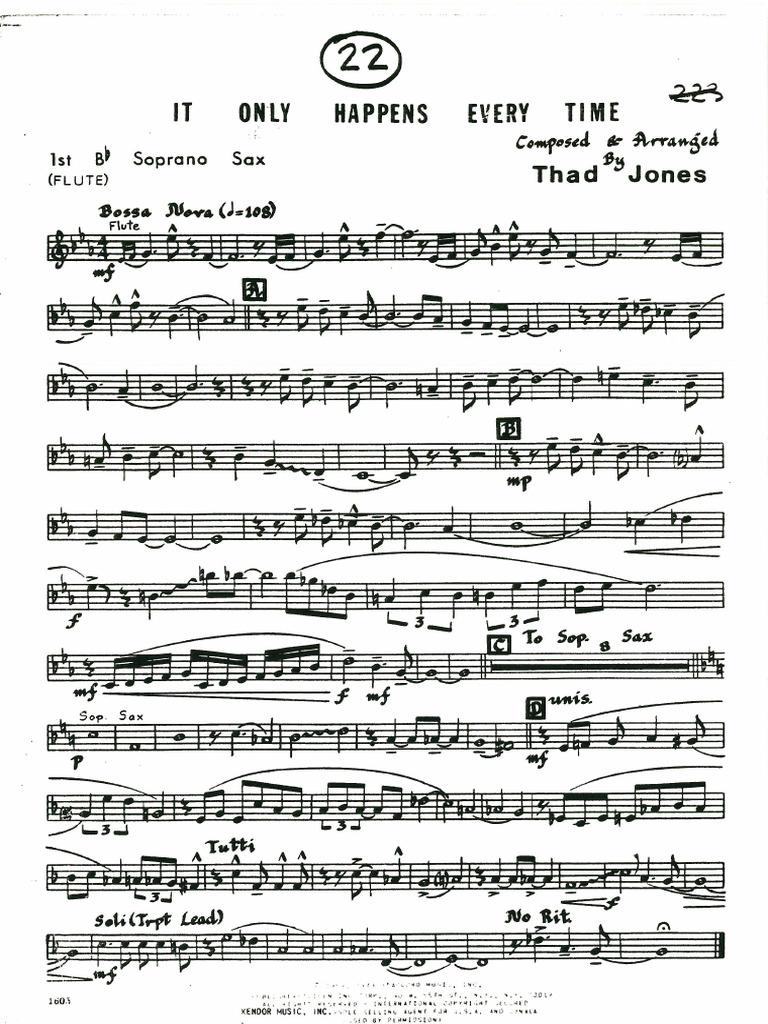 It Only Happens Every Time (Thad Jones) | PDF