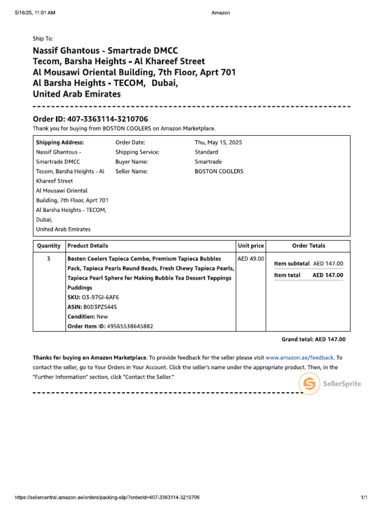 407-3363114-3210706 Packing Slip | PDF