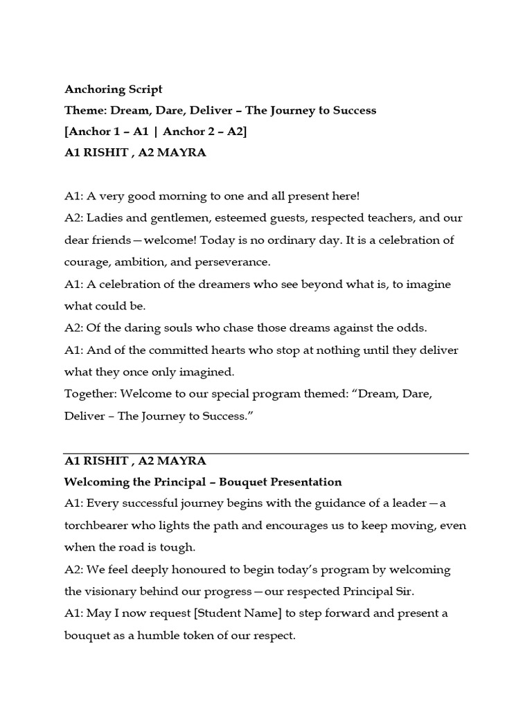Dream, Dare, Deliver: Event Anchoring Script | PDF | Dream | Courage