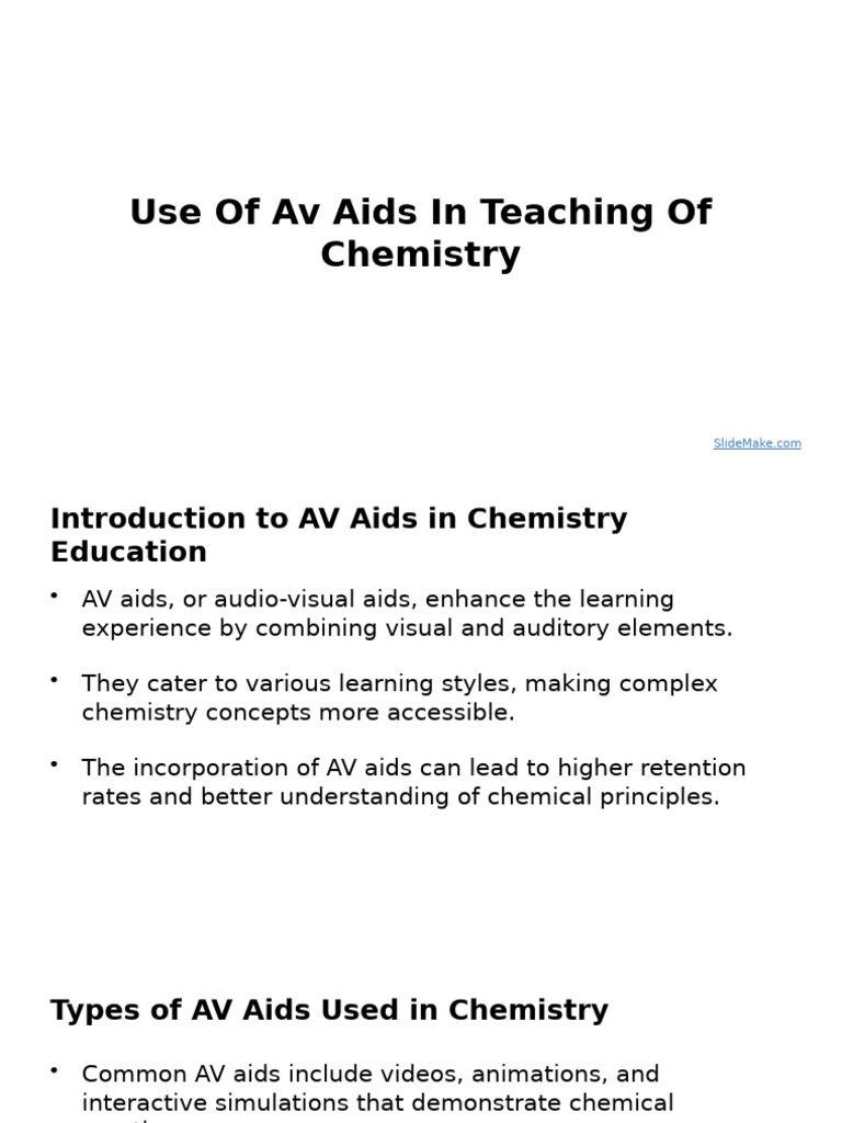 Use of Av Aids in Teaching of Chemistry | PDF