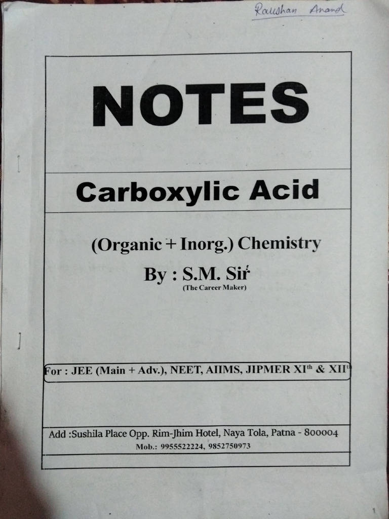 Carboxylic Acid Notes | PDF