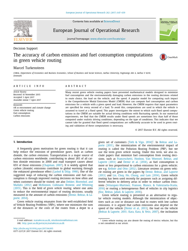 The Accuracy of Carbon Emission and Fuel Consumption Computations | PDF ...