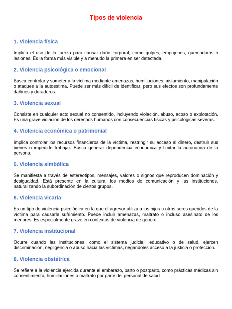 Tipos y manifestaciones de violencia | PDF | Mesoamérica | Violencia