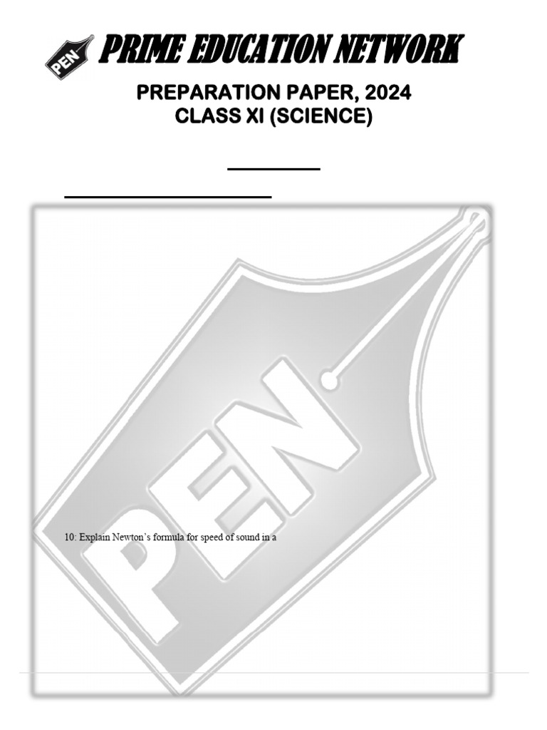Class XI Physics & Chemistry Prep Paper | PDF | Gases | Chemical Bond