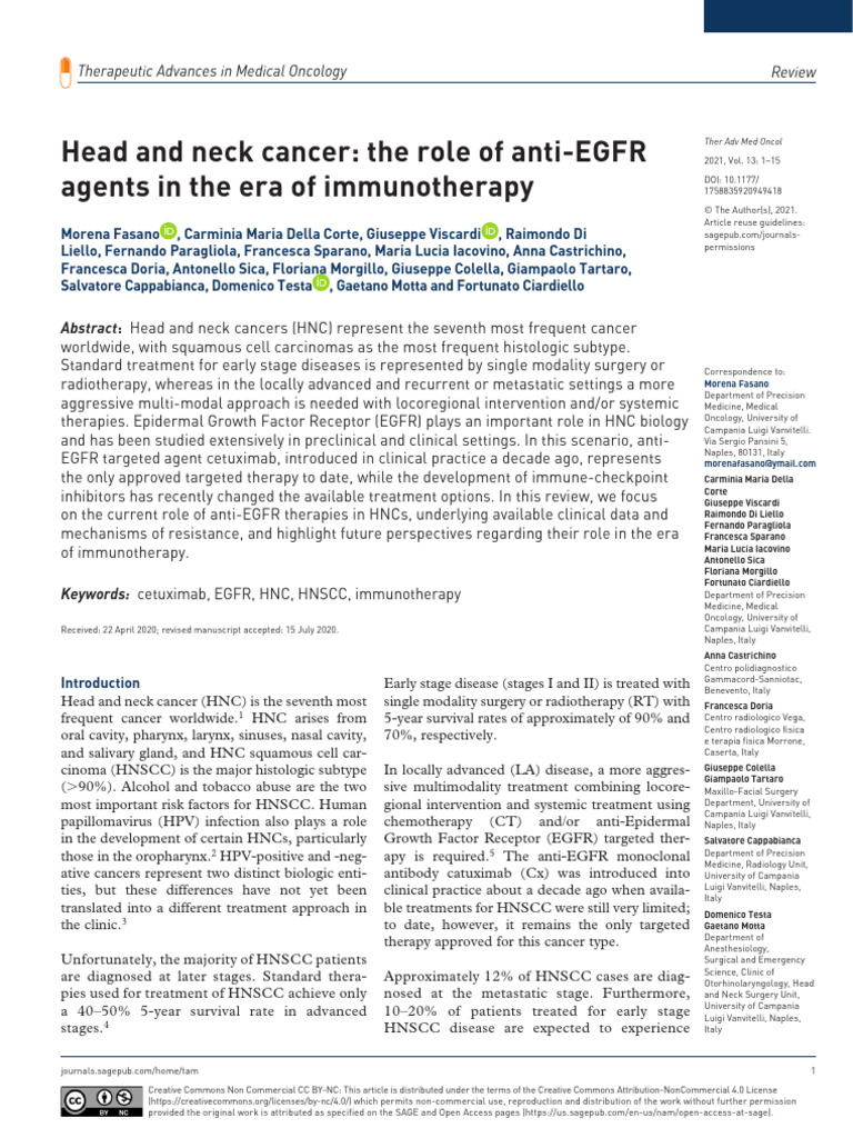 Anti-EGFR Therapies in Head and Neck Cancer | PDF | Epidermal Growth ...
