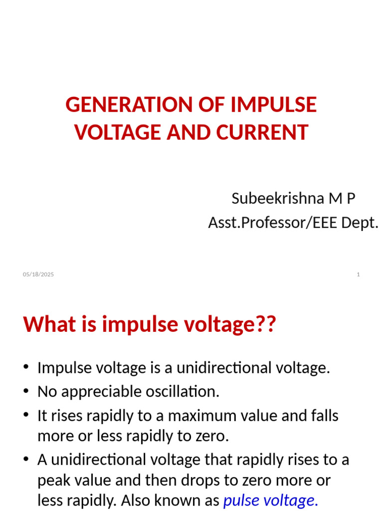 Impulse Voltage and Generator Overview | PDF | Capacitor | Electrical ...