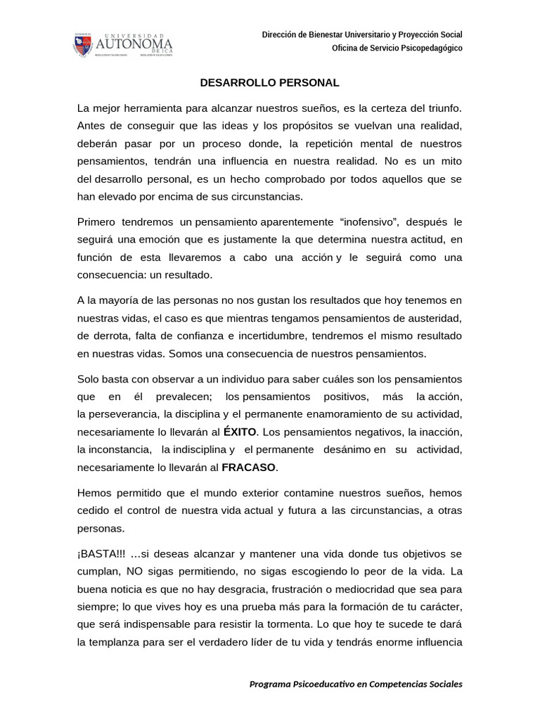 Poder Personal y Desarrollo Personal | PDF | Mente | Las emociones