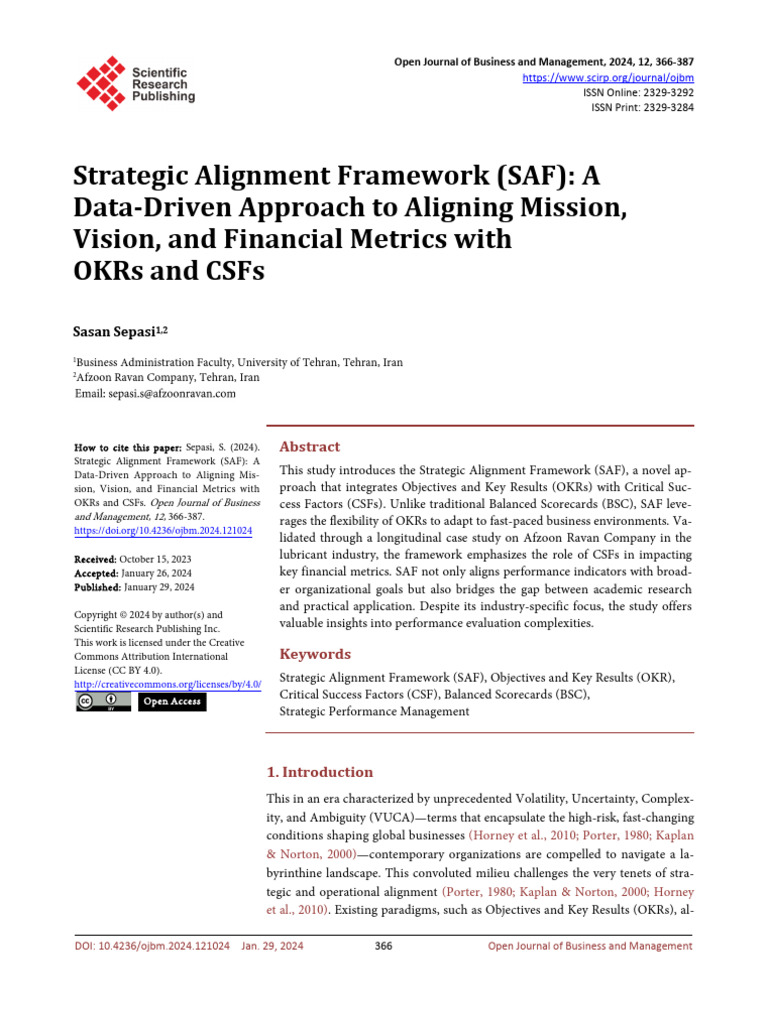 Strategic Alignment Framework for OKRs | PDF | Statistics | Sensitivity ...