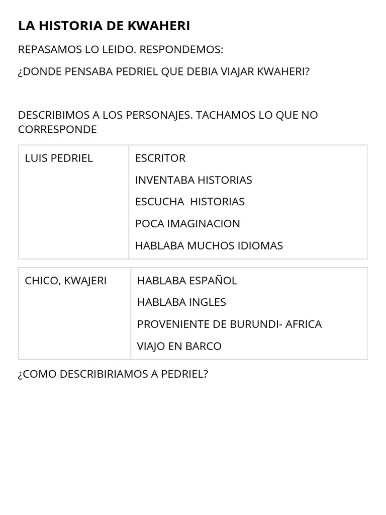 ACT - SEXTO (1) La Historia de Kwaheri | PDF