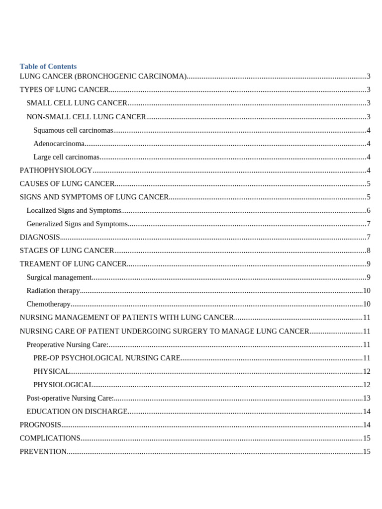 Nursing Care Plan for Lung Cancer | PDF | Lung Cancer | Cancer