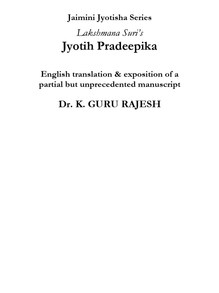 Jaimini Jyotih Pradeepika | PDF | Planets In Astrology | Astrology