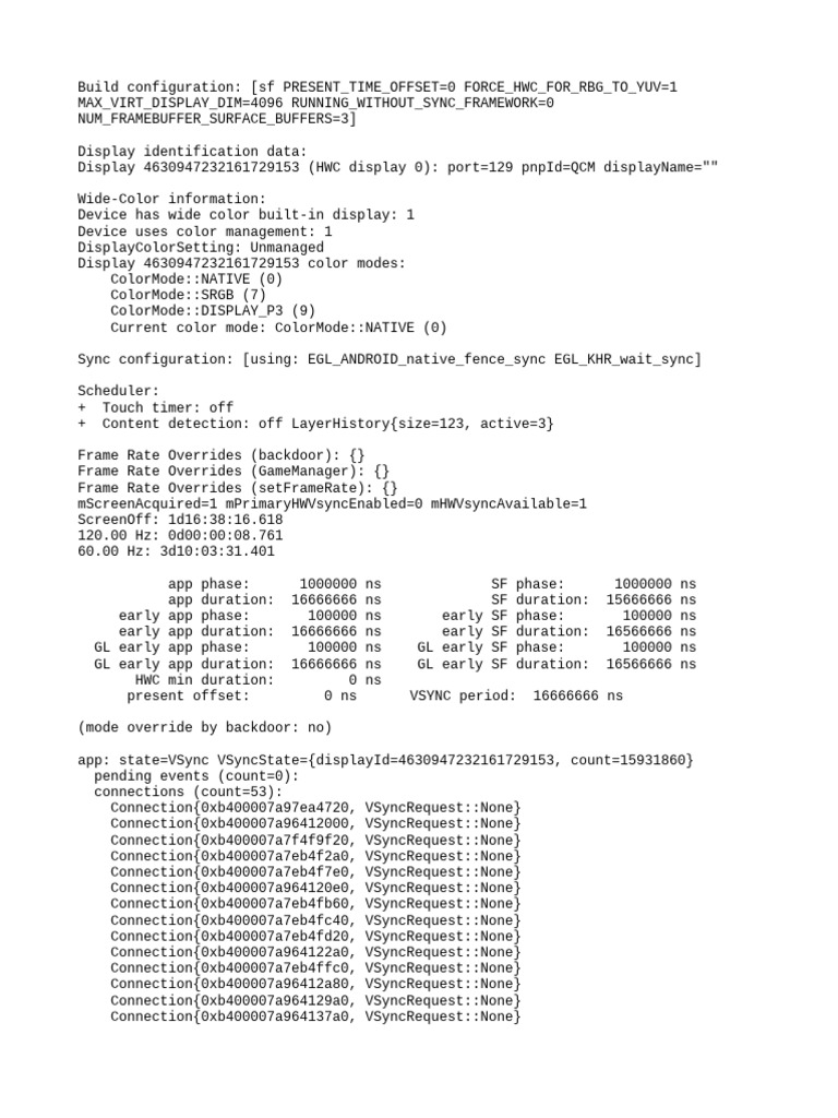 Display Configuration and VSync Data | PDF | Display Technology ...
