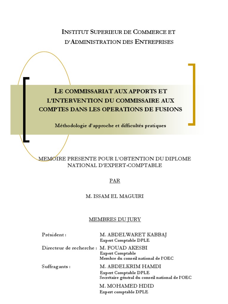 Rapport De Stage Commissariat Aux Comptes Pdf