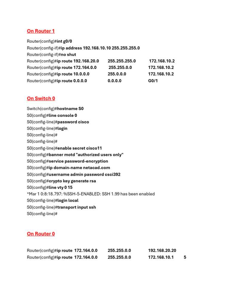Router and Switch Configuration Guide | PDF