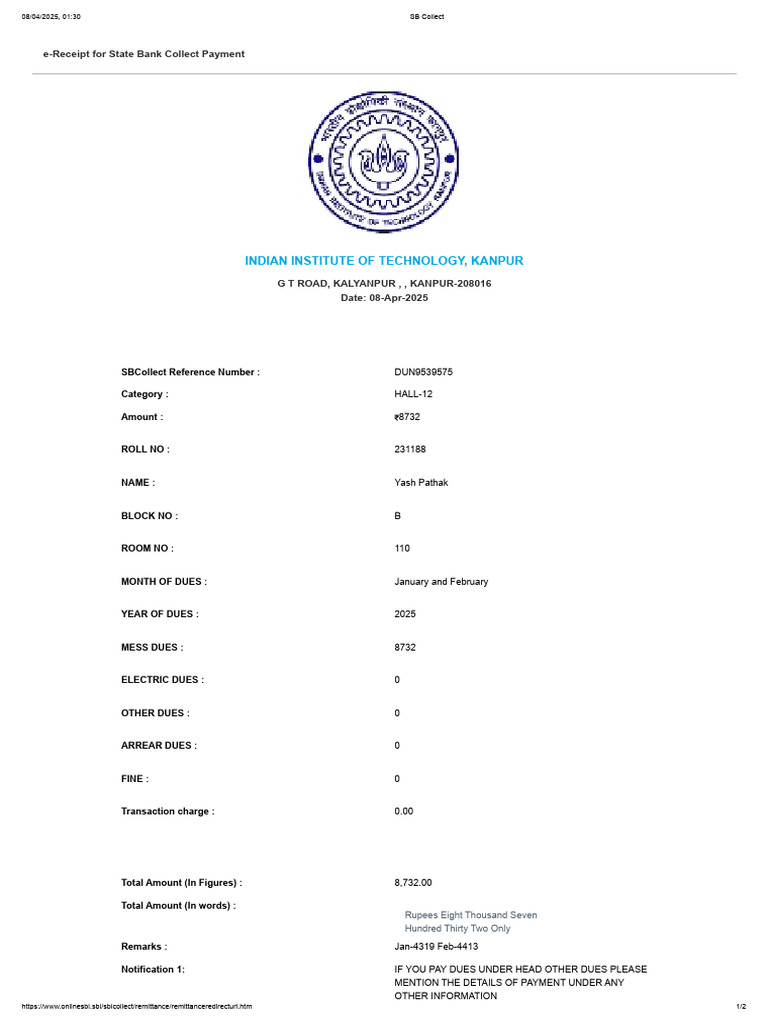 Yash Mess Bill (Jan and Feb) | PDF