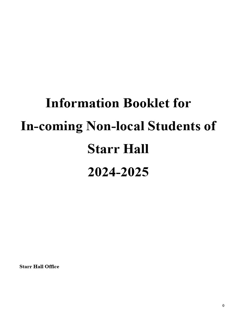 Starr Hall Info for New Students 2024-25 | PDF