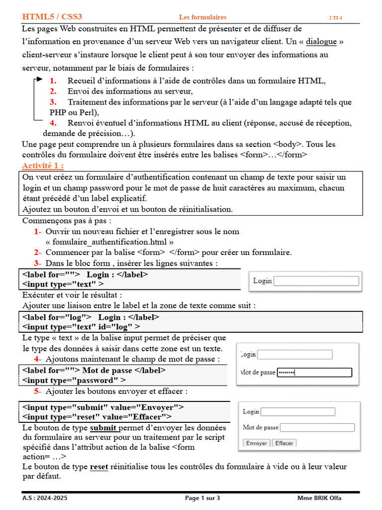 Les Formulaires | PDF | Html | Informatique