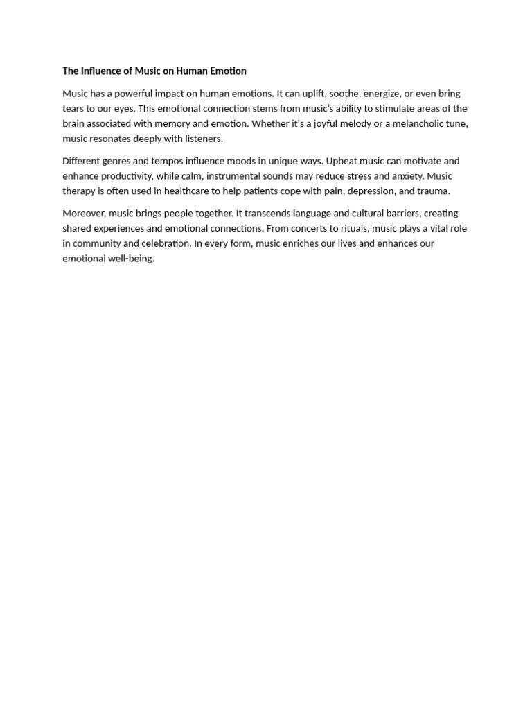 The Influence of Music On Human Emotion | PDF