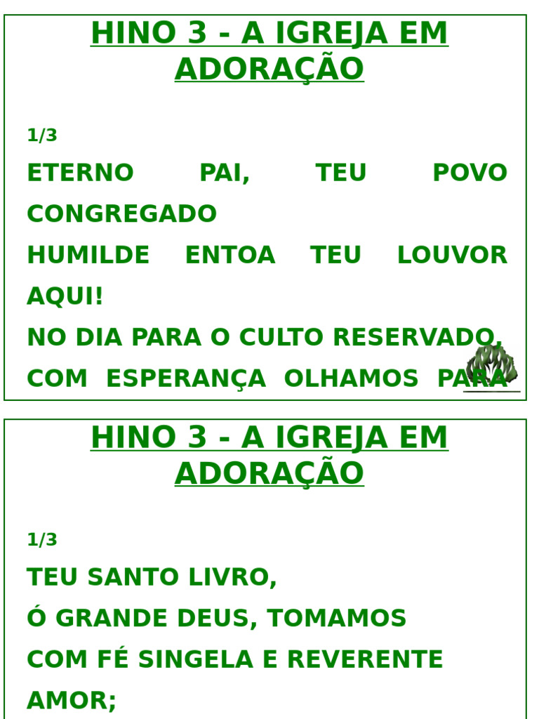 Hino 3 - A Igreja em Adoração | PDF, image size:768x1024