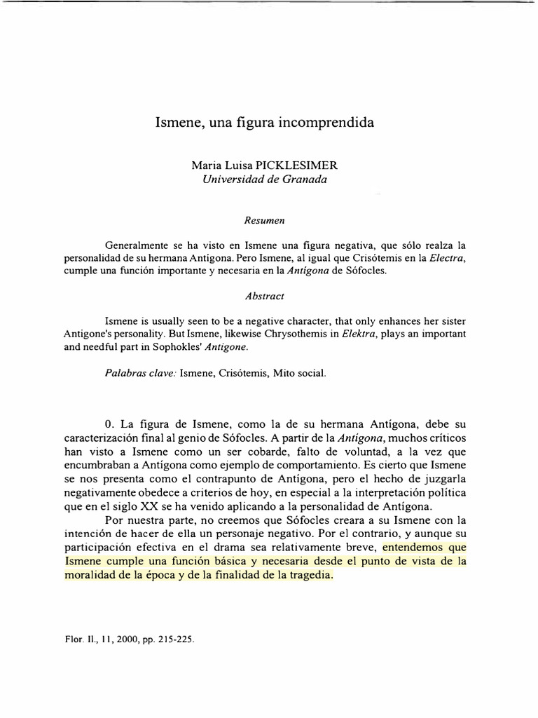 Ismene: La figura incomprendida en Antígona | PDF | Sófocles | Agamenón