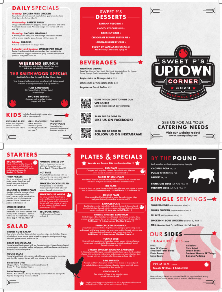 Sweet P's BBQ Daily Specials Menu | PDF | Salad | Coleslaw