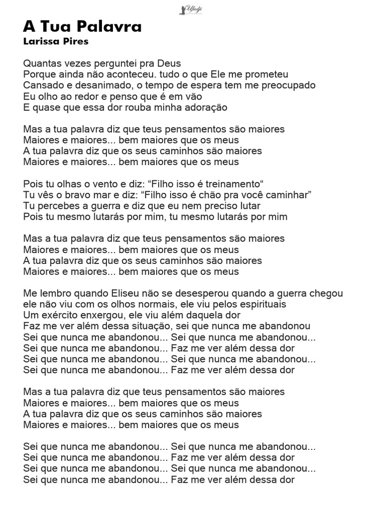 UFADJI A Tua Palavra - Larissa Pires | PDF